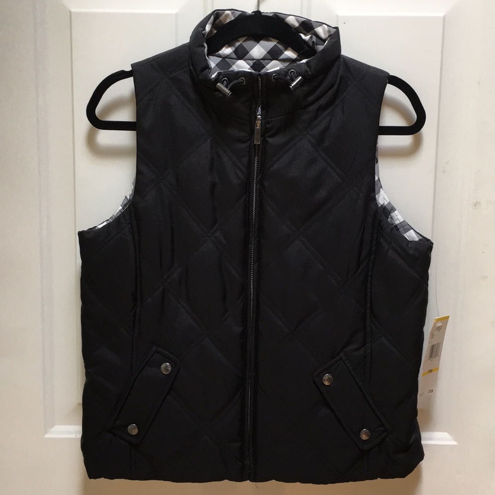 Jones New York Black Quilted Vest